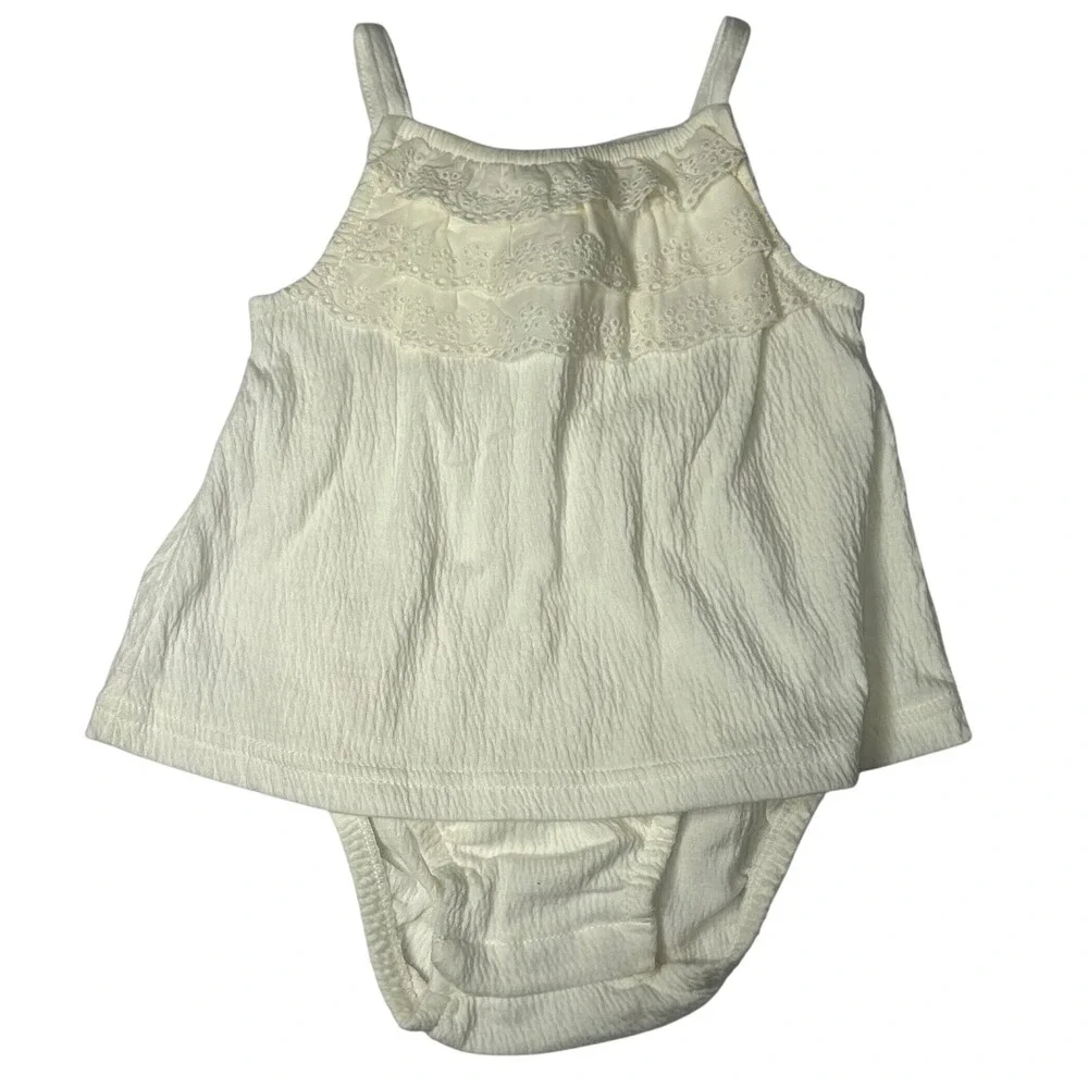 Carters Child of Mine Baby Girls White Eyelet Lace Ruffle Bodysuit 18M New